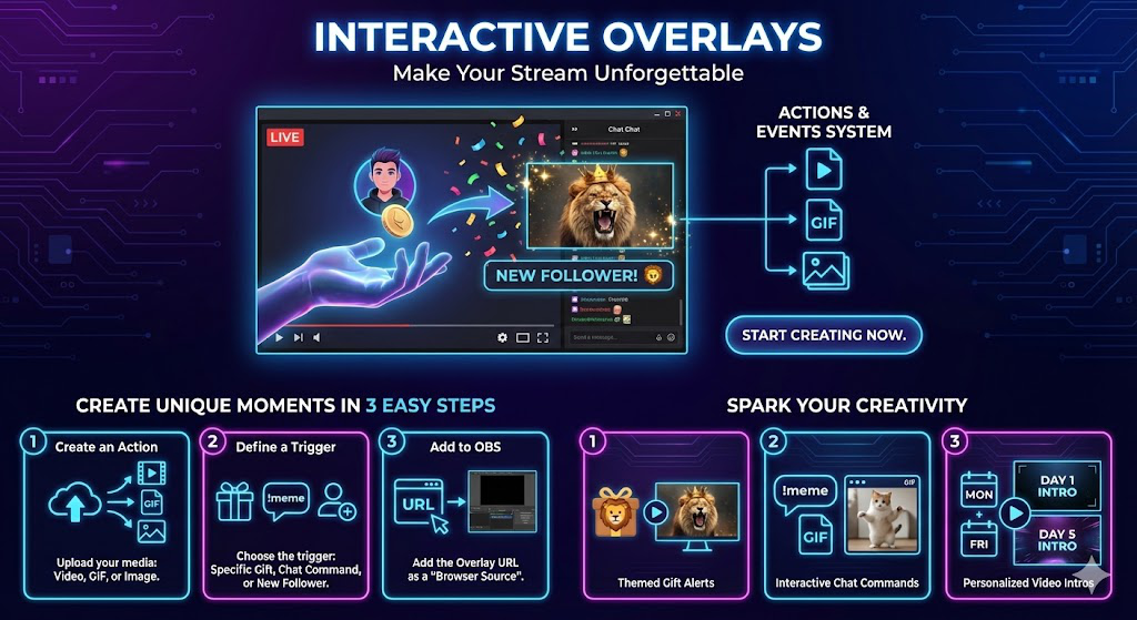 An image of the LiveTix action editor for overlays.